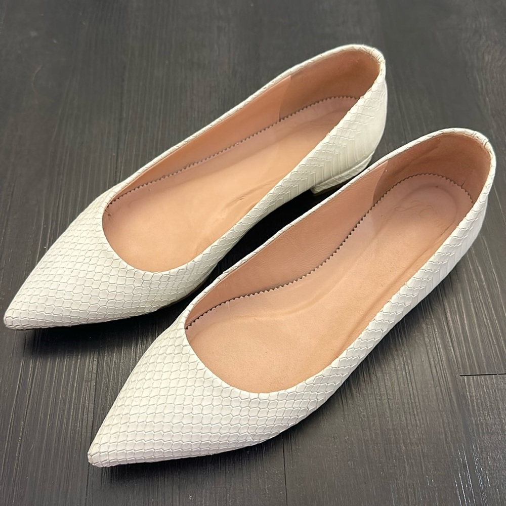 J Crew White Flats